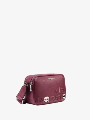 KARL LAGERFELD MAYBELLE CROSSBODY DEBOSS LOGO IN CHERRY PLUM2