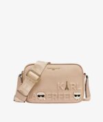 KARL LAGERFELD MAYBELLE CROSSBODY DEBOSS LOGO IN WHITE PEPPER