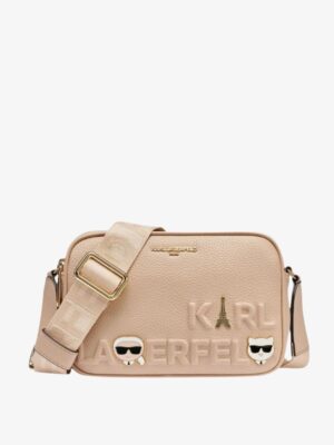 KARL LAGERFELD MAYBELLE CROSSBODY DEBOSS LOGO IN WHITE PEPPER
