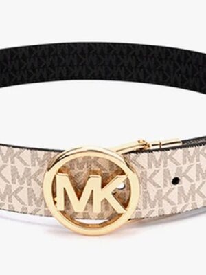 MICHAEL KORS REVERSIBLE MK LOGO LEATHER BELT IN VANILLA2
