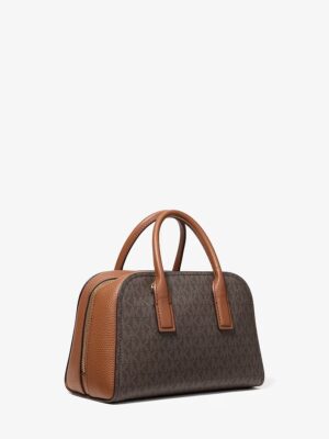 MK ASHTON SMALL SIGNATURE LOGO MESSENGER IN BROWN3
