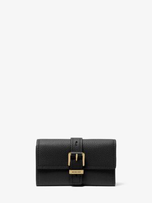 Michael Kors Nolita Medium Pebbled Leather Tri-Fold Wallet in Black
