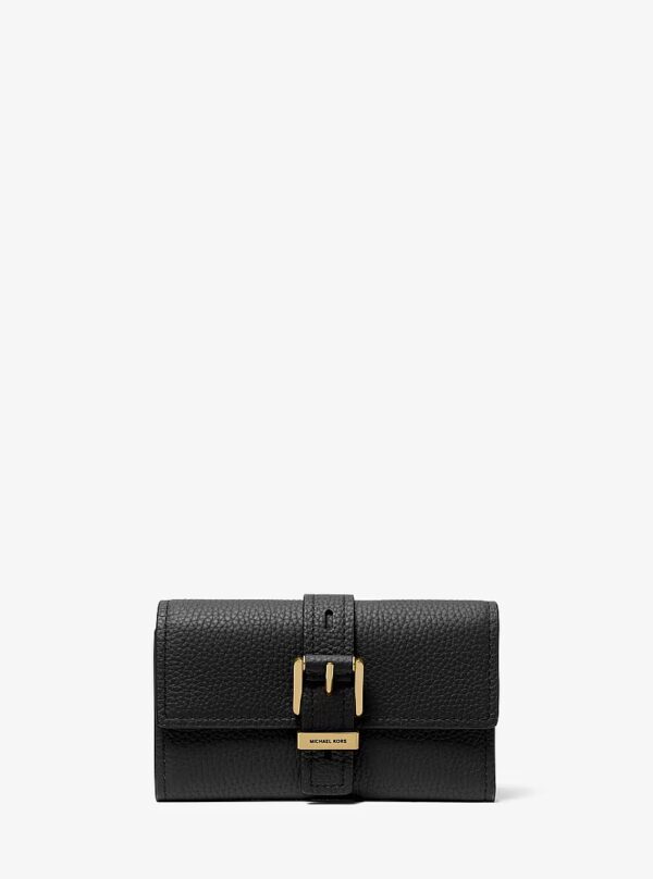 Michael Kors Nolita Medium Pebbled Leather Tri-Fold Wallet in Black