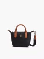 TOMMY HILFIGER MONOGRAM MICRO TOTE BAG IN BLACK