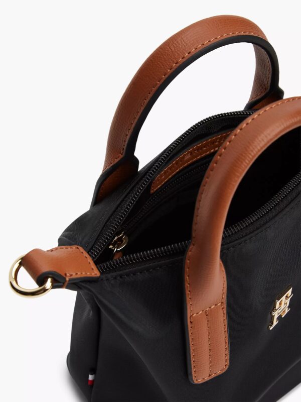TOMMY HILFIGER MONOGRAM MICRO TOTE BAG IN BLACK