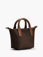 TOMMY HILFIGER MONOGRAM MICRO TOTE BAG IN BRWON
