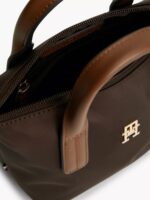 TOMMY HILFIGER MONOGRAM MICRO TOTE BAG IN BRWON