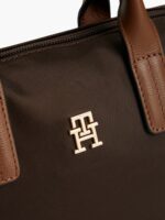 TOMMY HILFIGER MONOGRAM MICRO TOTE BAG IN BRWON