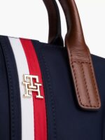 TOMMY HILFIGER MONOGRAM SIGNATURE STRIPE MINI TOTE BAG IN SPACE BLUE