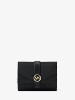 Michael Kors Greenwich Medium Saffiano Leather Trifold Wallet in Black
